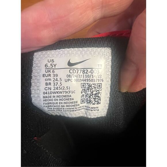 Nike Court Borough Mid 2 Black University Red (GS) Sz 6.5Y CD7782-003 - Picture 8 of 8